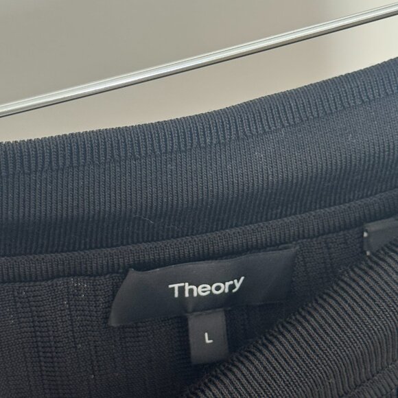 Theory Black Pleated Knit Mini Skirt (Size L) - Picture 2 of 2